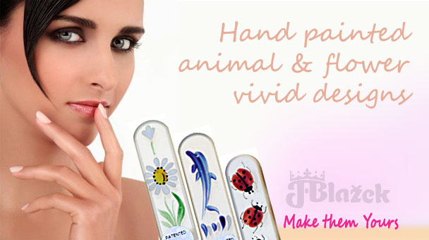 Hand Painted Animal & Flower designs of Blazek Glass Nail Files